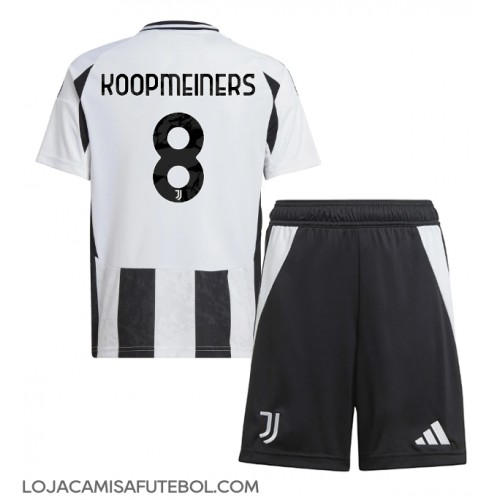 Camisa de Futebol Juventus Teun Koopmeiners #8 Equipamento Principal Infantil 2024-25 Manga Curta (+ Calças curtas)